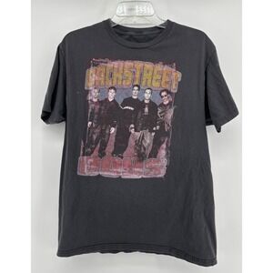Backstreet Boys T-shirt Vintage Mens L, Dark Gray w/graphic Y2K Pop *distressed*